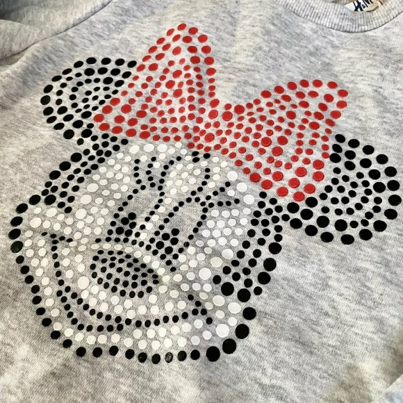 Minnie Mouse Polka Dot Pullover Light Grey Sweatshirt H&M Zipper Crewneck - Picture 3 of 5